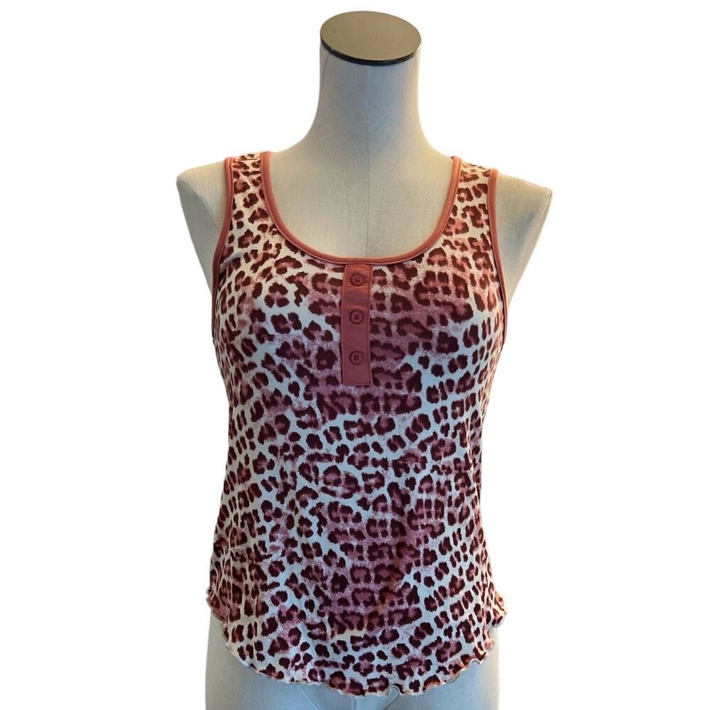 Badgley Mischka Studio Womens Size XSmall Cami Sleepwear Tank Top Pink cheetah